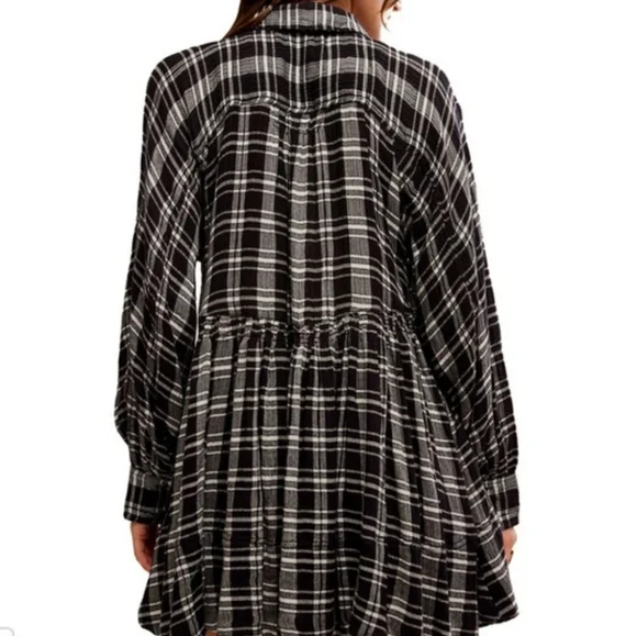 NWT Oversized Free People Hoffman Mini Dress Oversized black combo - Picture 6 of 13